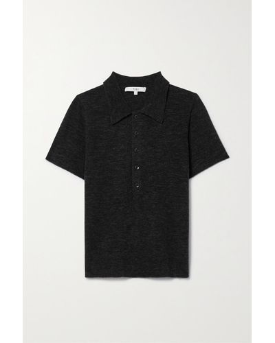 Tibi Wool-blend Polo Shirt - Black