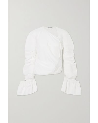 Acne Studios Asymmetric Ruffled Cutout Cotton-voile Blouse - White