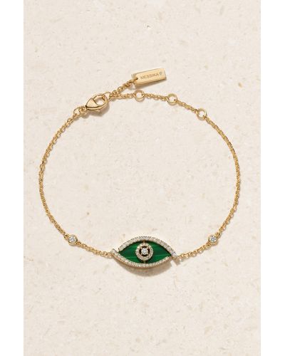 Messika Lucky Eye 18-karat Gold, Malachite And Diamond Bracelet - Natural