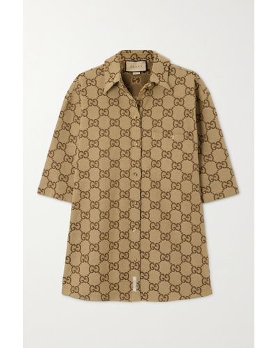Gucci Cotton-blend Canvas-jacquard Shirt - Natural