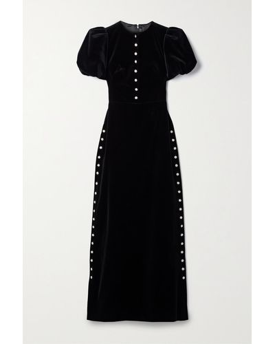 The Vampire's Wife The Affliction Crystal-embellished Cotton-velvet Maxi Dress - Black