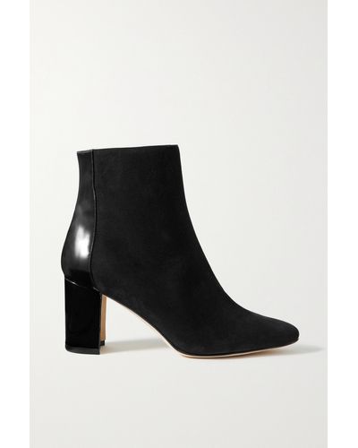 Manolo Blahnik Rosie 70 Patent-leather And Suede Ankle Boots - Black