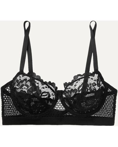 Else Petunia Stretch-mesh And Corded Lace Underwired Bra - Black