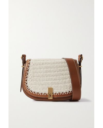 Polo Ralph Lauren Polo Id Crocheted Cotton And Leather Shoulder Bag - Natural
