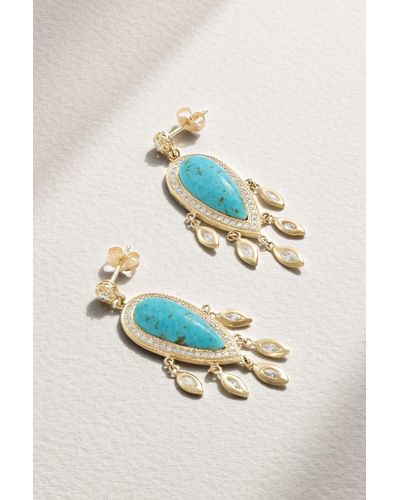Jacquie Aiche 14-karat Gold, Turquoise And Diamond Earrings - Blue