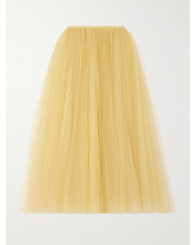 Carolina Herrera Grosgrain-trimmed Tulle Maxi Skirt - Yellow