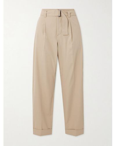 Bogner Belted Cropped Twill Straight-leg Pants - Natural