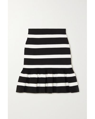 Alexander McQueen Ruffled Striped Stretch Wool-blend Mini Skirt - Black