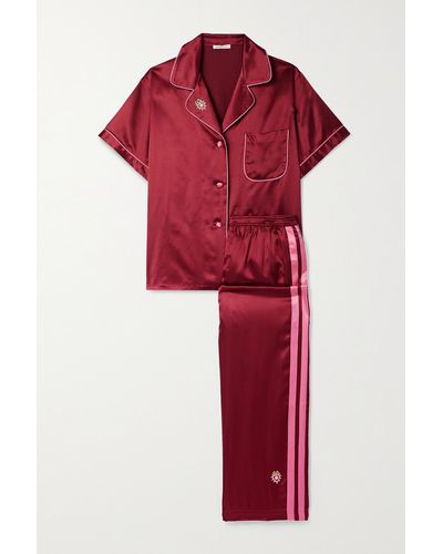 Tami picot-trimmed satin-jacquard pajama shirt