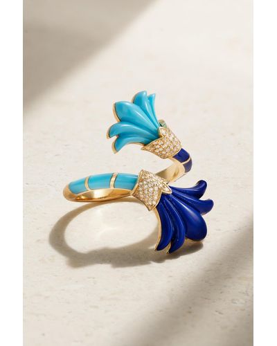 L'Atelier Nawbar Flower Asheq Maashouq 18-karat Gold Multi-stone Ring - Blue