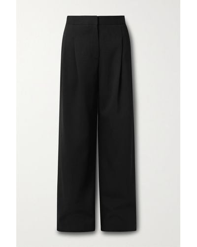 Carolina Herrera Pleated Wool-blend Crepe Wide-leg Trousers - Black
