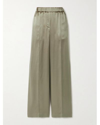 Loewe Silk-satin Straight-leg Trousers - Green