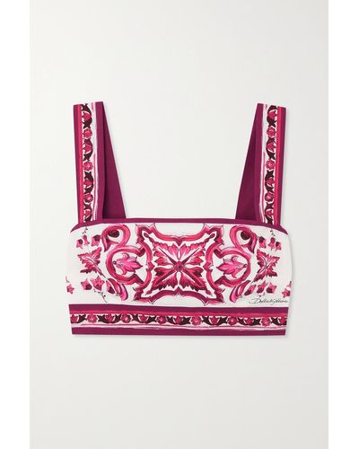 Dolce & Gabbana Majolica-print Poplin Top - Pink