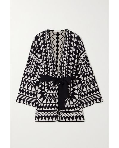 Eres Tribu Constellation Jacquard-knit Wool And Cashmere-blend Cardigan - Black
