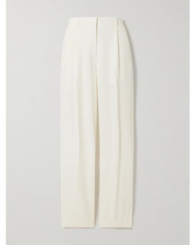 The Row Tor Pleated Crepe Wide-leg Pants - White