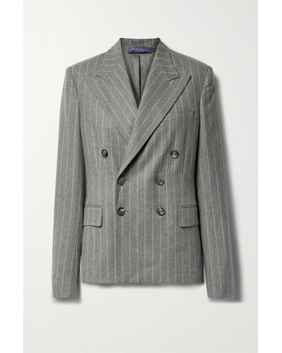 Ralph Lauren Collection Safford Double-breasted Pinstriped Wool Blazer - Gray