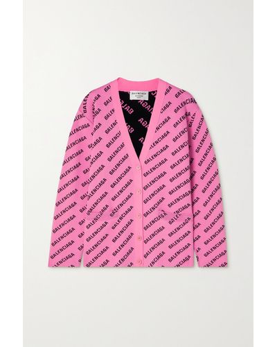 Balenciaga Intarsia-knit Cardigan - Pink