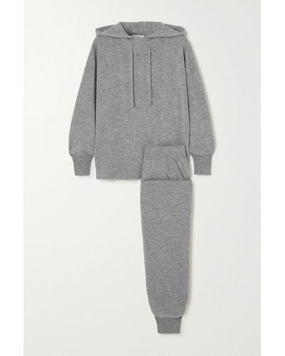 Allude Cashmere Hoodie And Track Trousers Set - Grey