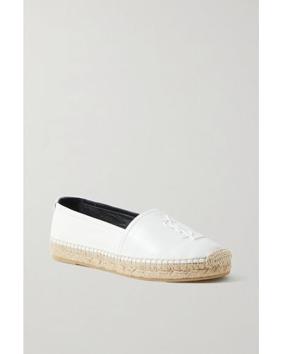 Saint Laurent Logo-embossed Leather Espadrille Flats - White