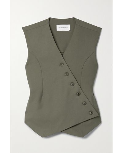 Frankie Shop Maesa Asymmetric Woven Vest - Green