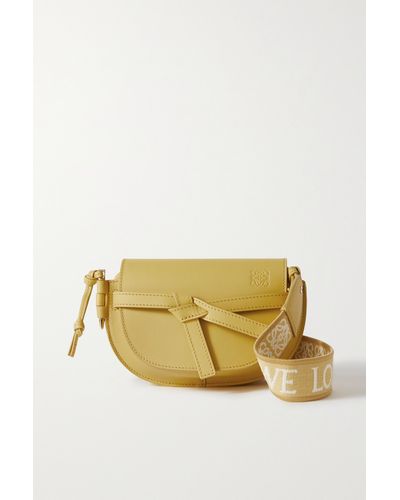 Loewe Gate Mini Canvas Jacquard-trimmed Leather Shoulder Bag - Yellow