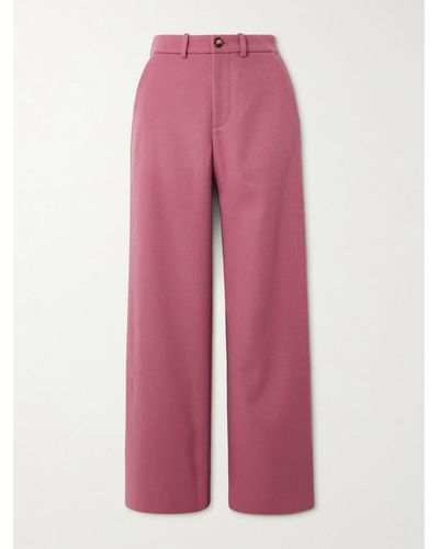 The Elder Statesman Wool And Cashmere-blend Mid-rise Straight-leg Pants - Pink