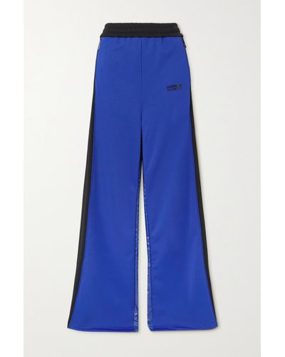 Moncler Genius + Adidas Originals Shell-trimmed Two-tone Jersey Wide-leg Track Trousers - Blue