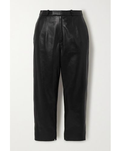 Zeynep Arcay Cropped Leather Skinny Pants - Black