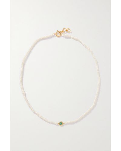 Pacharee Gold-plated Pearl Emerald Necklace - White