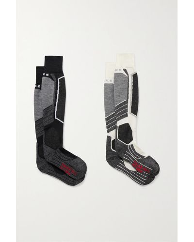 FALKE Sk2 Set Of Two Jacquard-knit Ski Socks - Black
