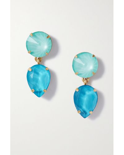 Roxanne Assoulin The Mini Gum Drop Goldfarbene Ohrringe Mit Kristallen - Blau