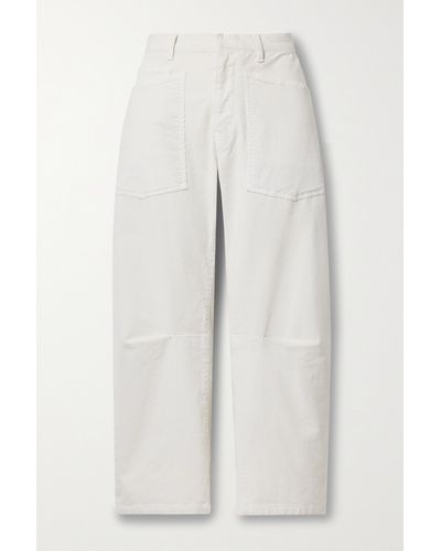 Nili Lotan Shon Cotton-blend Corduroy Tapered Trousers - White