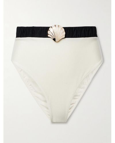 PATBO Seashell Zweifarbiges Bikini-höschen Mit Verzierung - Weiß