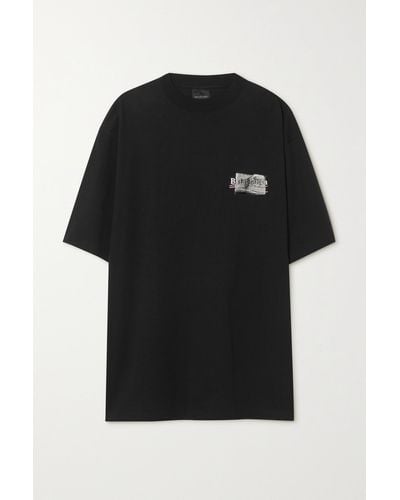 Balenciaga T-shirt En Jersey De Coton Imprimé - Noir