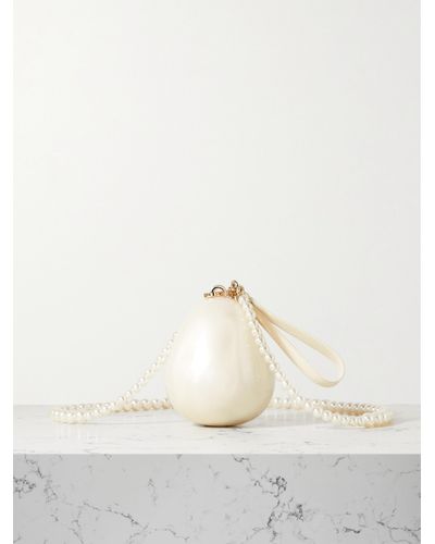 Simone Rocha Micro Egg Faux Pearl-embellished Acrylic Clutch - Natural