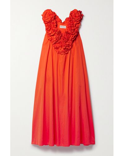 Mara Hoffman + Net Sustain Bindi Ruffled Organic Cotton-sateen Maxi Dress - Red