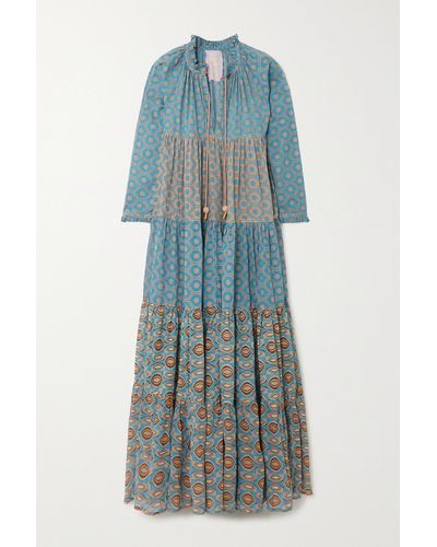 Yvonne S Hippy Tiered Printed Cotton-voile Maxi Dress - Blue