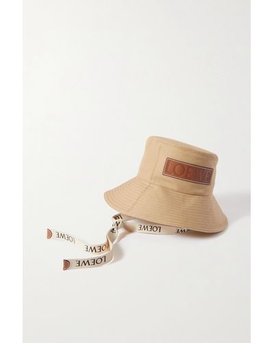 Loewe + Paula's Ibiza Leather-trimmed Cotton-canvas Bucket Hat - Multicolour