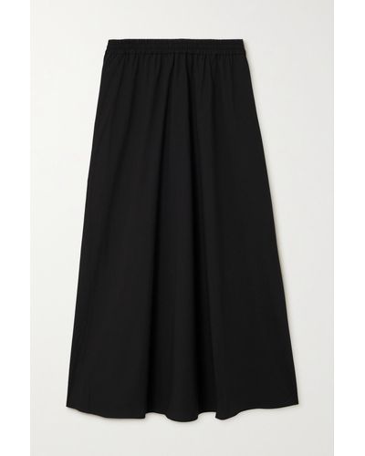 Matteau + Net Sustain Pleated Organic Cotton-poplin Midi Skirt - Black
