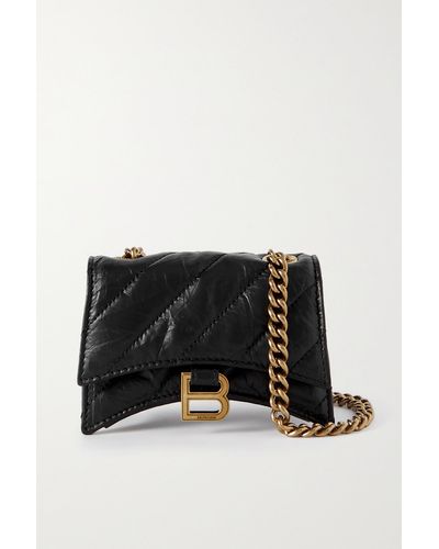 Balenciaga Crush Mini Quilted Leather Shoulder Bag - Black