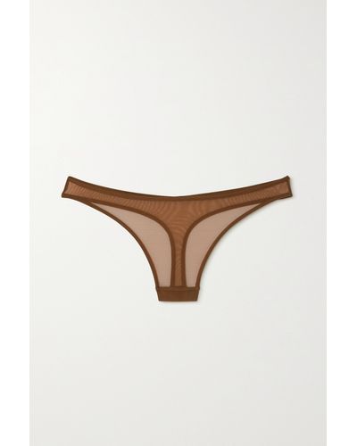 Nubian Skin Perfect Stretch-tulle Thong - Brown