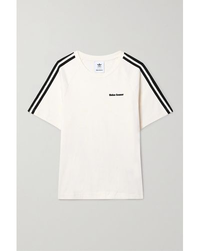 adidas Originals + Wales Bonner T-shirt Aus Biobaumwoll-jersey Mit Häkelbesätzen Und Flockprint - Weiß