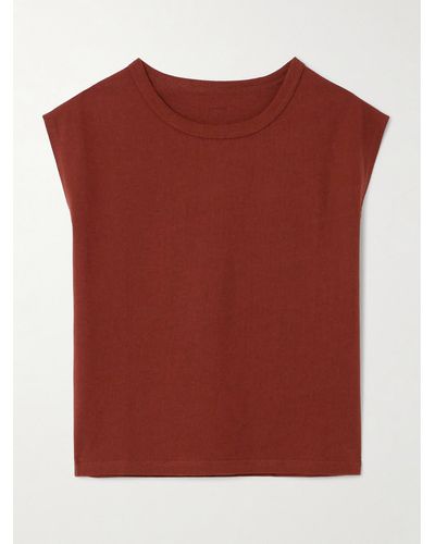 Lemaire Cotton And Linen-blend T-shirt - Red