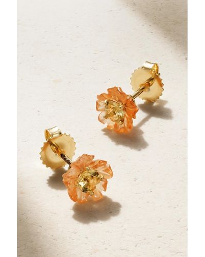 Irene Neuwirth Tropical Flower 18-karat Gold, Garnet And Tourmaline Earrings - Natural