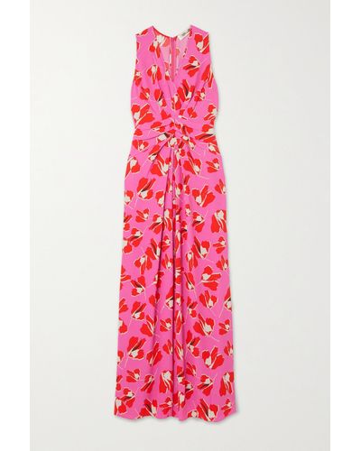 Robe Diane Von Furstenberg Fleurie Rose/blanc - Taille 12, Neuve Avec étiquette