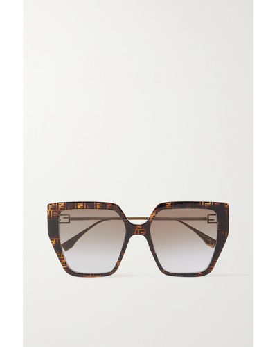 Fendi Oversized Square-frame Acetate And Gold-tone Sunglasses - Multicolour