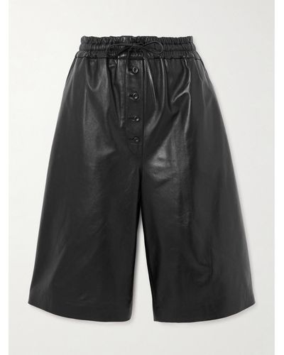 Jil Sander Leather Wide-leg Shorts - Black