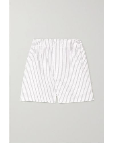 Bottega Veneta Pinstriped Cotton-poplin Shorts - White