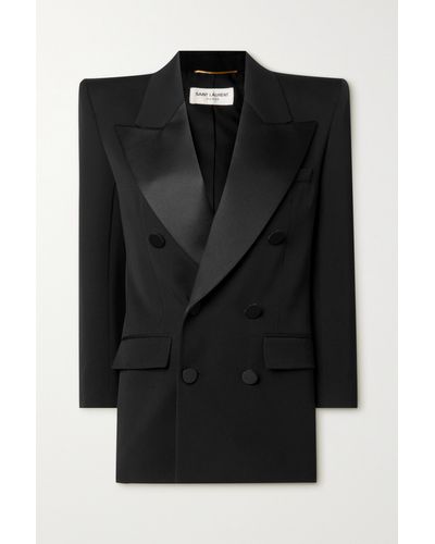 Saint Laurent Double-breasted Peak-lapel Wool Blazer - Black