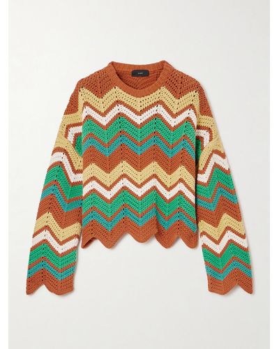 Alanui Kaleidoscopic Pullover Aus Einer Gehäkelten Baumwollmischung Mit Streifen - Grün